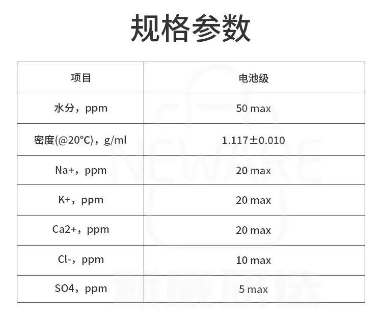 锂硫电解液的规格参数